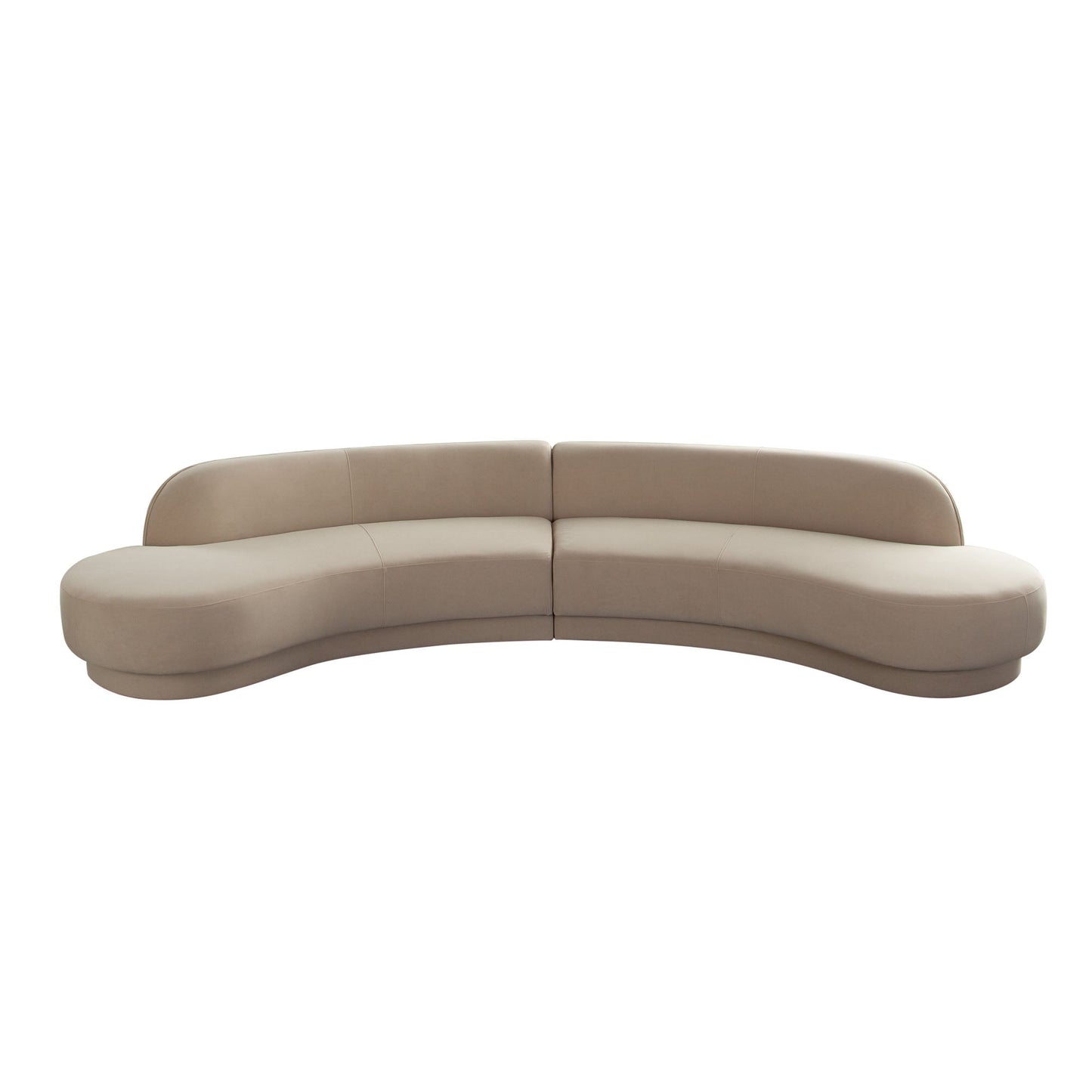 Zelda 2PC Modular Curved Armless Chaise in Light Camel Performance Velvet w/ (2) Accent Pillow Balls by Diamond Sofa