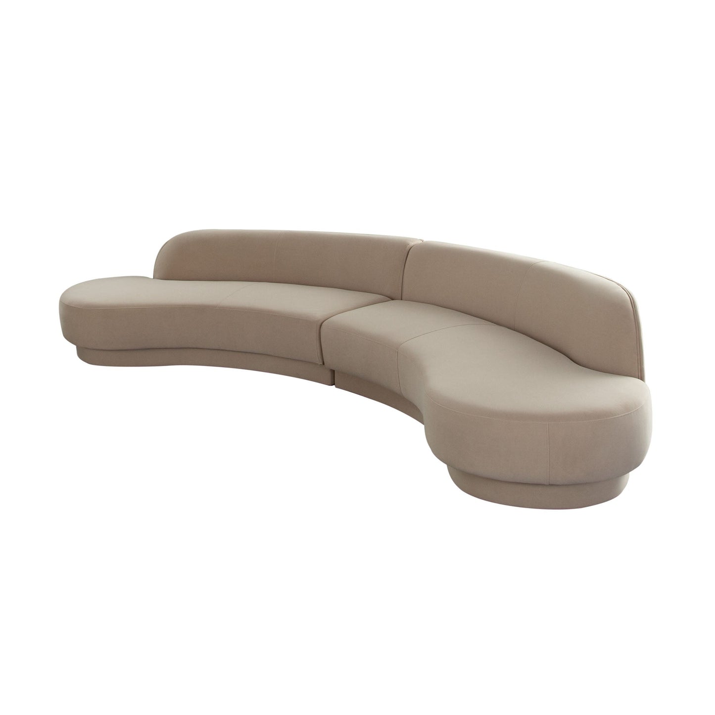 Zelda 2PC Modular Curved Armless Chaise in Light Camel Performance Velvet w/ (2) Accent Pillow Balls by Diamond Sofa