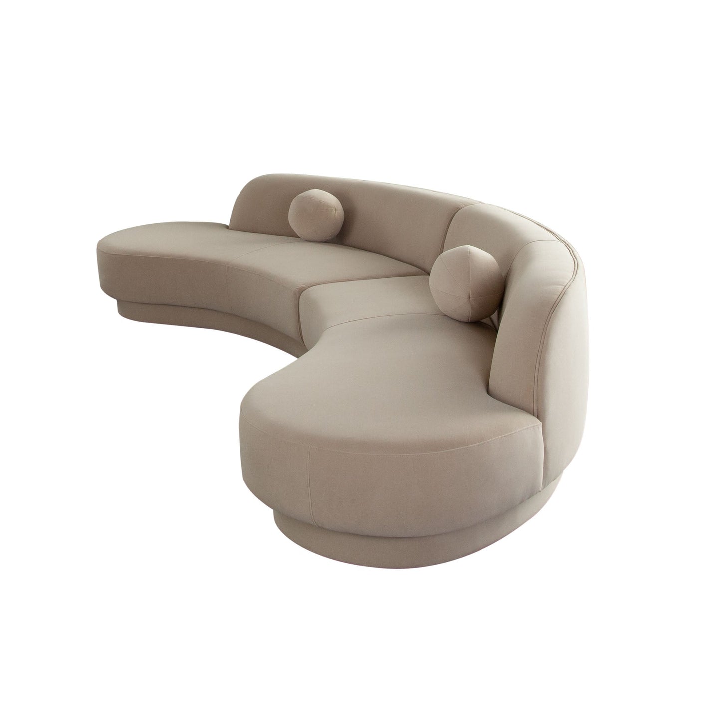 Zelda 2PC Modular Curved Armless Chaise in Light Camel Performance Velvet w/ (2) Accent Pillow Balls by Diamond Sofa