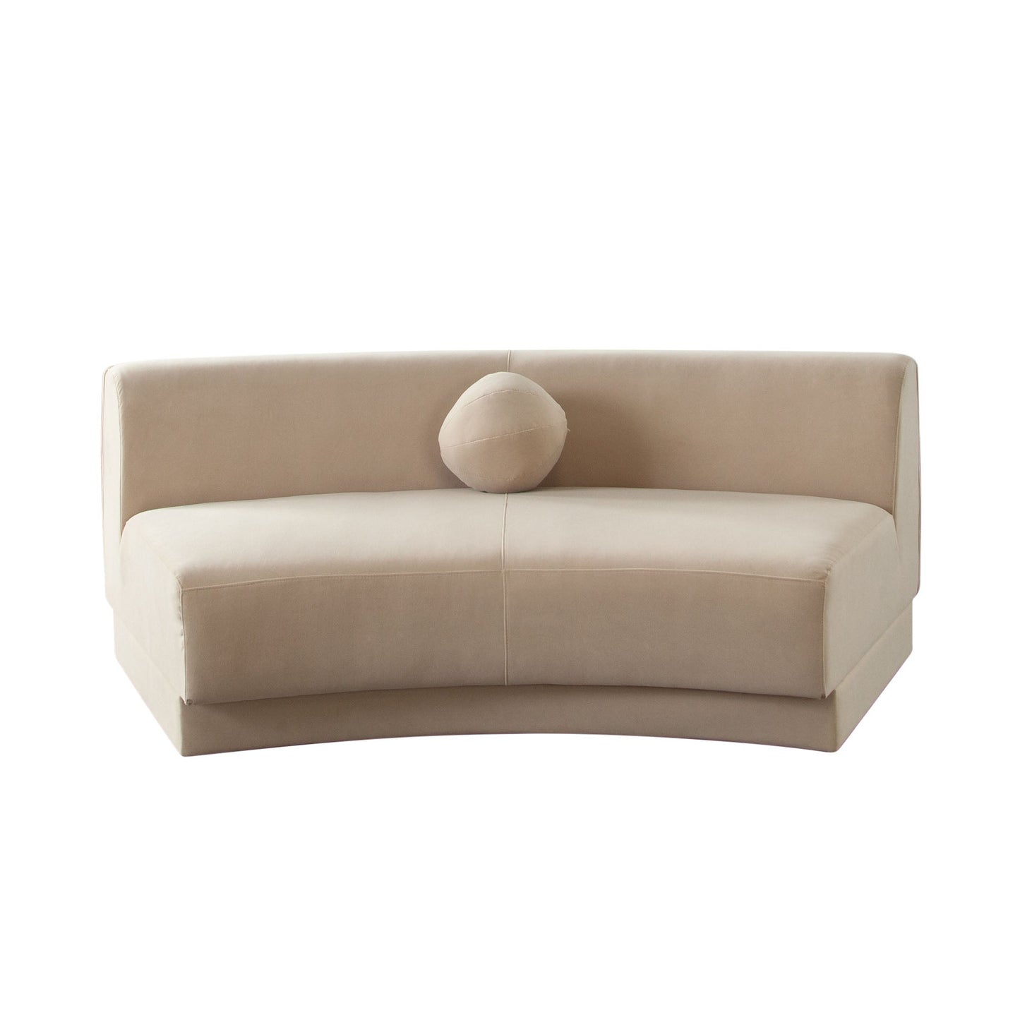 Zelda Curved Armless Sofa in Light Camel Performance Velvet w/ (1) Accent Pillow Ball by Diamond Sofa