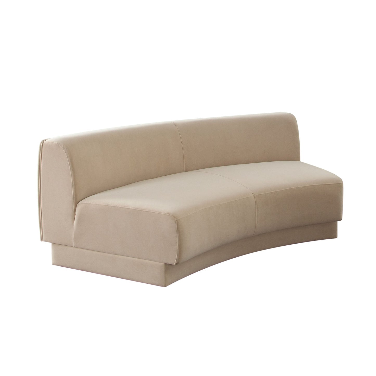 Zelda Curved Armless Sofa in Light Camel Performance Velvet w/ (1) Accent Pillow Ball by Diamond Sofa