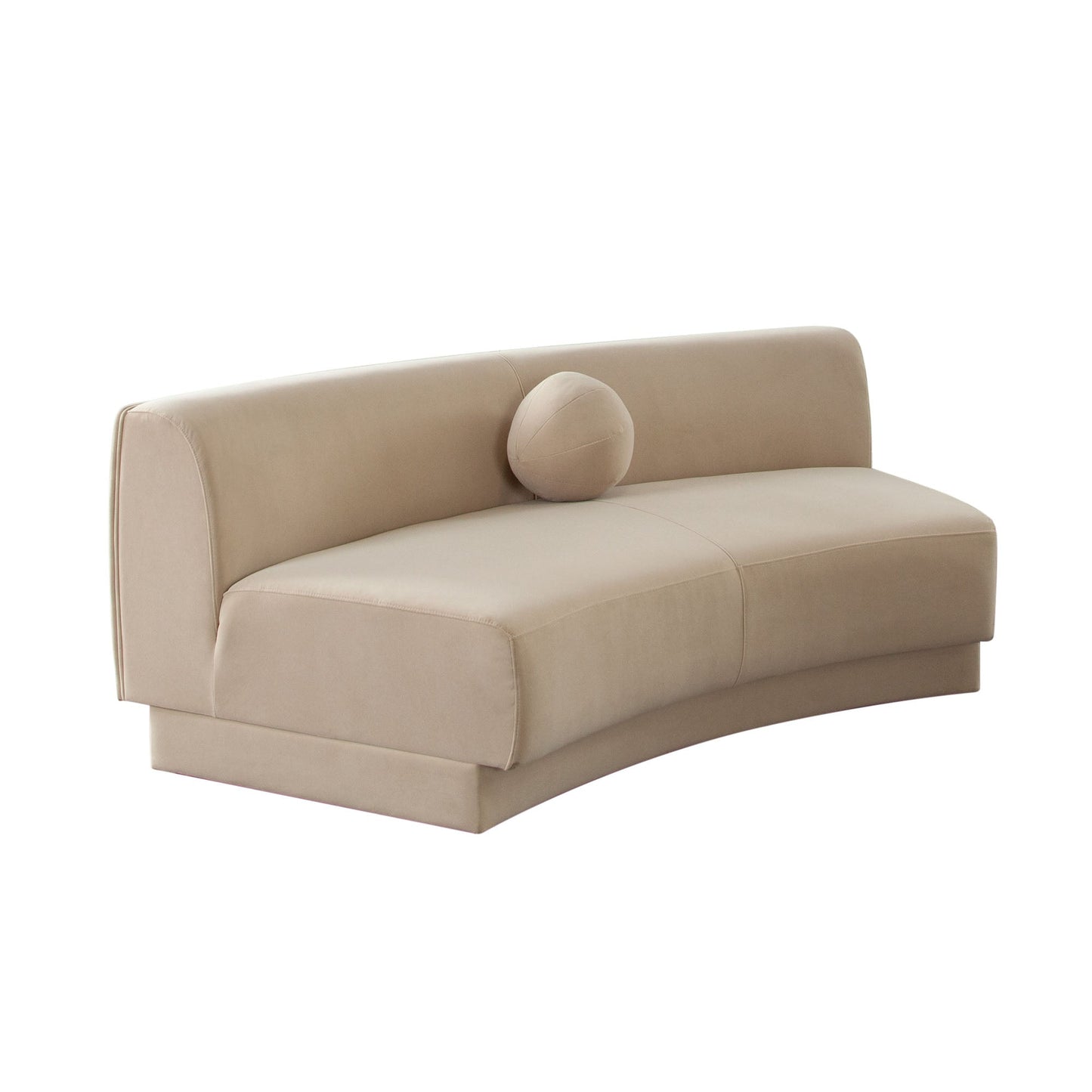 Zelda Curved Armless Sofa in Light Camel Performance Velvet w/ (1) Accent Pillow Ball by Diamond Sofa