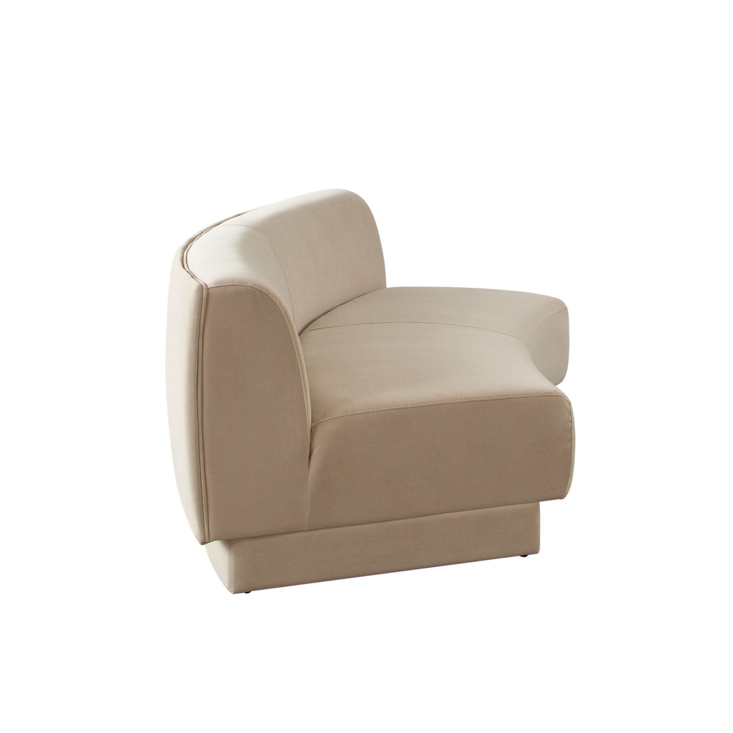 Zelda Curved Armless Sofa in Light Camel Performance Velvet w/ (1) Accent Pillow Ball by Diamond Sofa