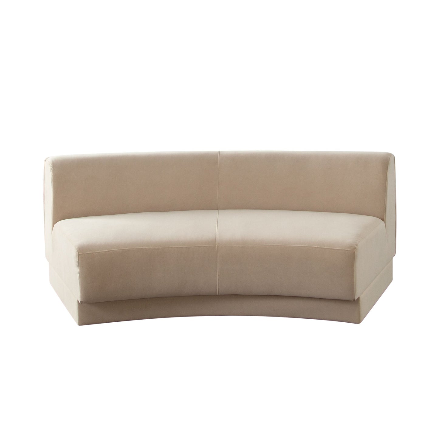 Zelda Curved Armless Sofa in Light Camel Performance Velvet w/ (1) Accent Pillow Ball by Diamond Sofa