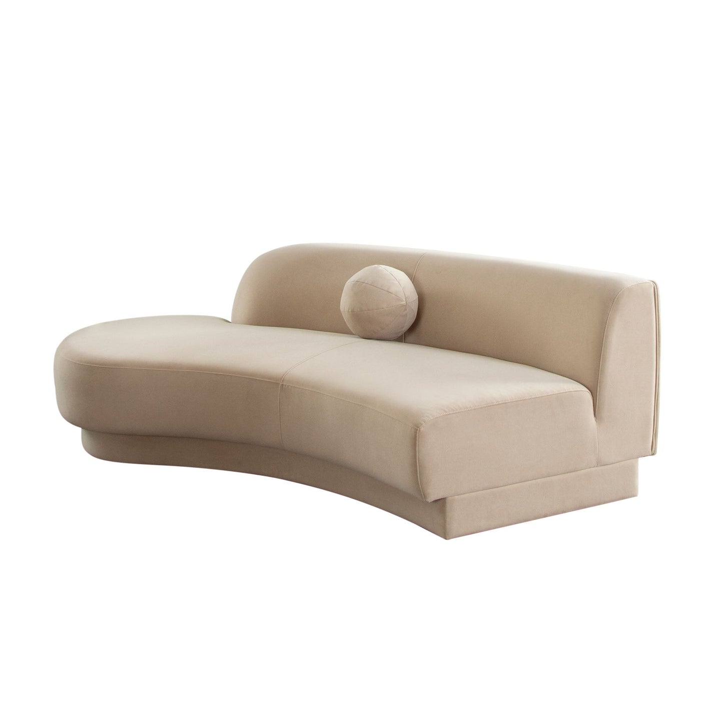 Zelda LF Curved Chaise in Light Camel Performance Velvet w/ (1) Accent Pillow Ball by Diamond Sofa