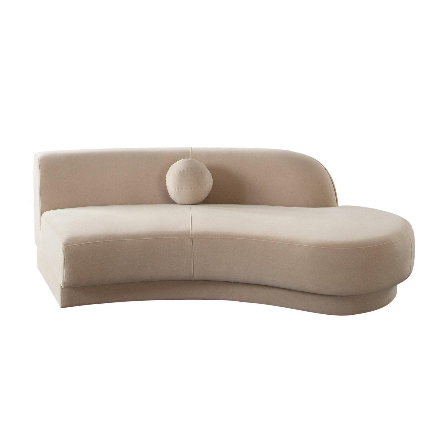 Zelda RF Curved Chaise in Light Camel Performance Velvet w/ (1) Accent Pillow Ball by Diamond Sofa