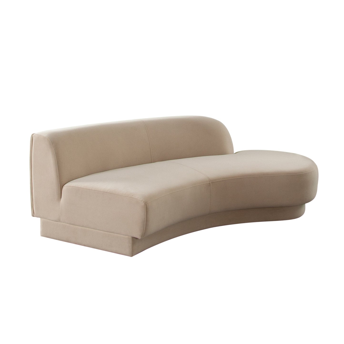 Zelda RF Curved Chaise in Light Camel Performance Velvet w/ (1) Accent Pillow Ball by Diamond Sofa
