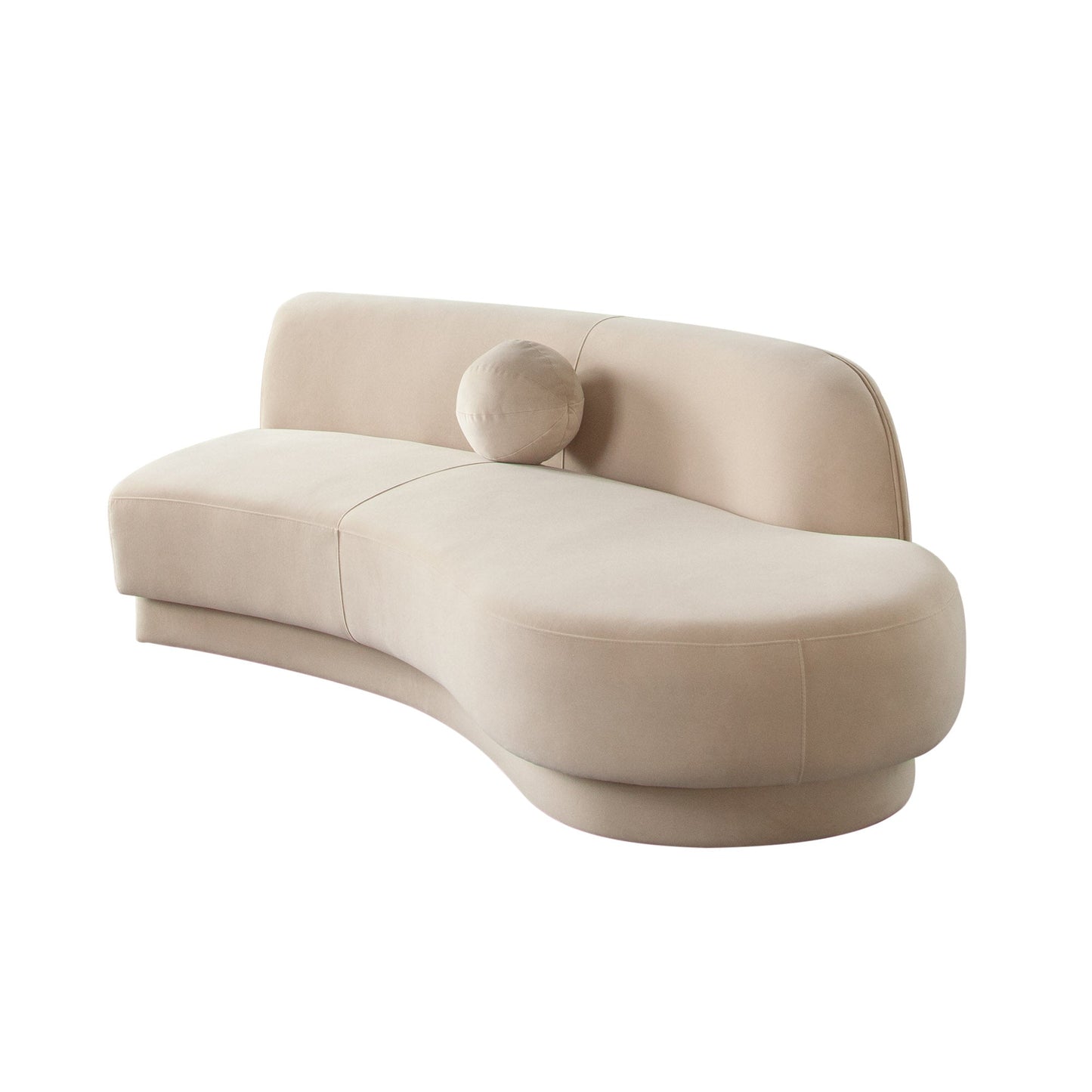 Zelda RF Curved Chaise in Light Camel Performance Velvet w/ (1) Accent Pillow Ball by Diamond Sofa