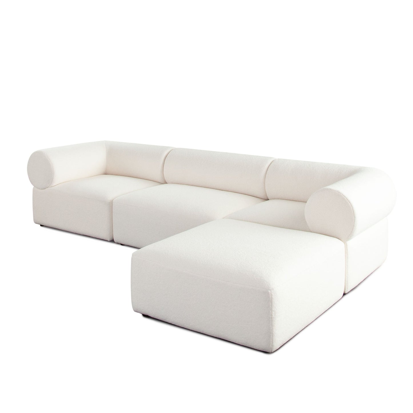 Zia 4PC Modular Reversible Chaise Sectional in Ivory Sherpa Fabric by Diamond Sofa
