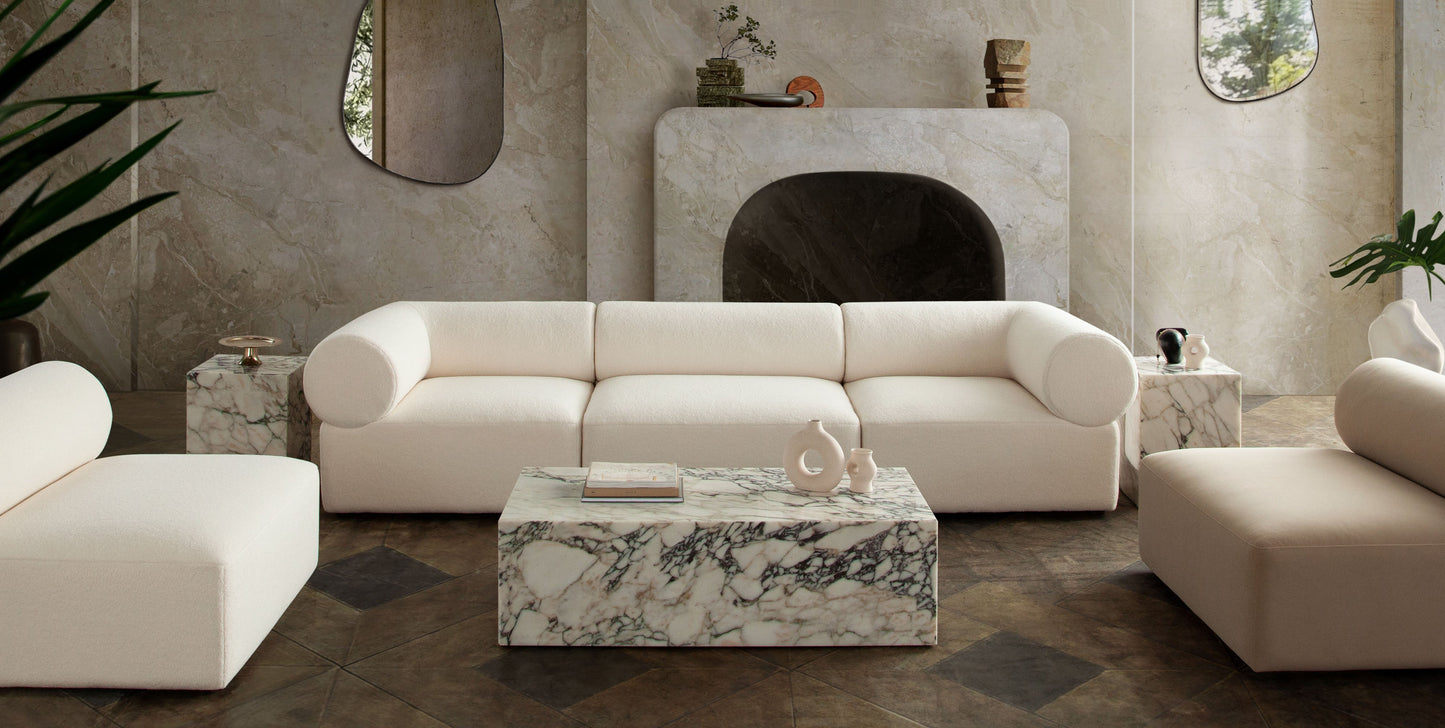 Zia 3PC Modular Sofa in Ivory Sherpa Fabric by Diamond Sofa