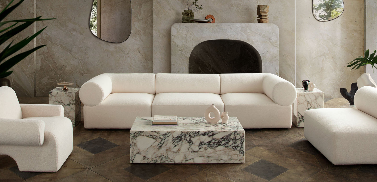 Zia 3PC Modular Sofa in Ivory Sherpa Fabric by Diamond Sofa