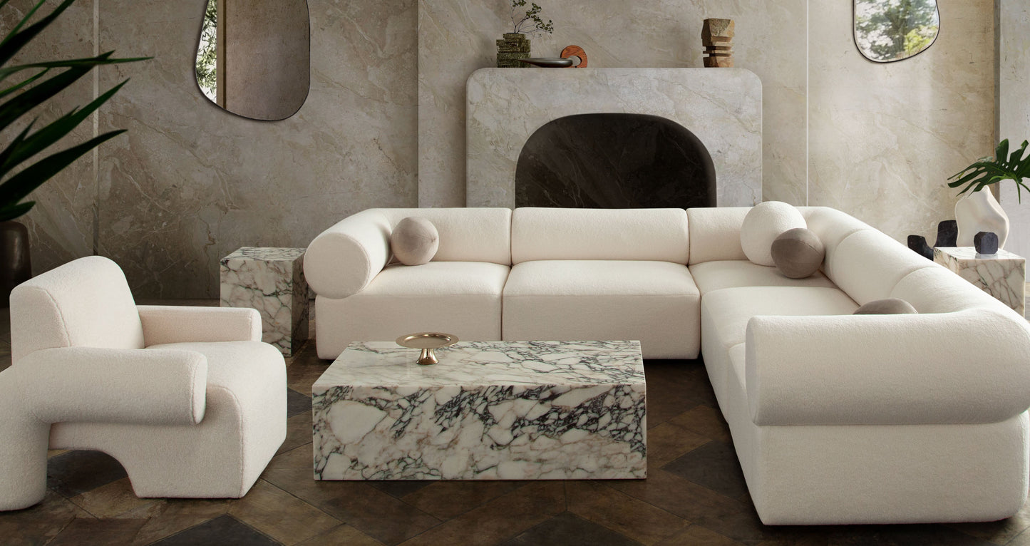 Zia 5PC Corner Sectional in Ivory Sherpa Fabric by Diamond Sofa