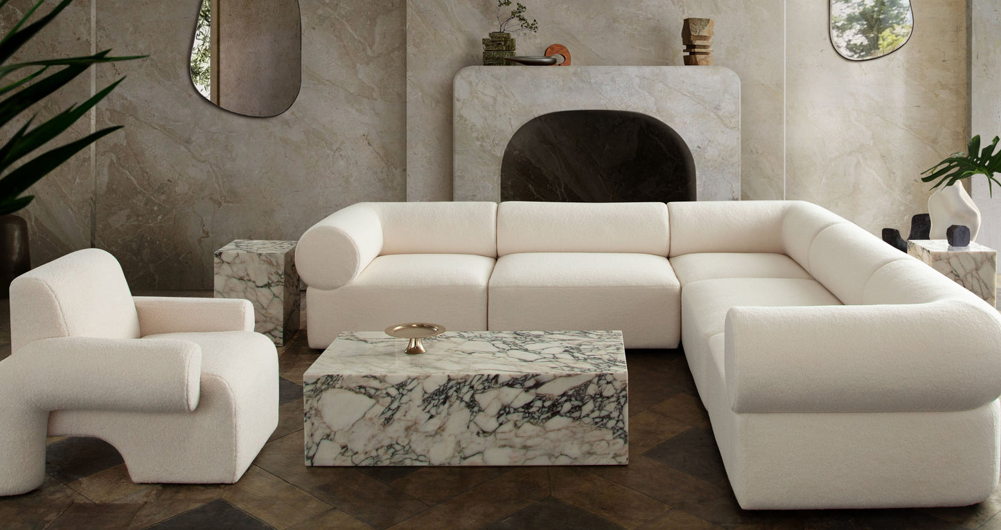 Zia 5PC Corner Sectional in Ivory Sherpa Fabric by Diamond Sofa