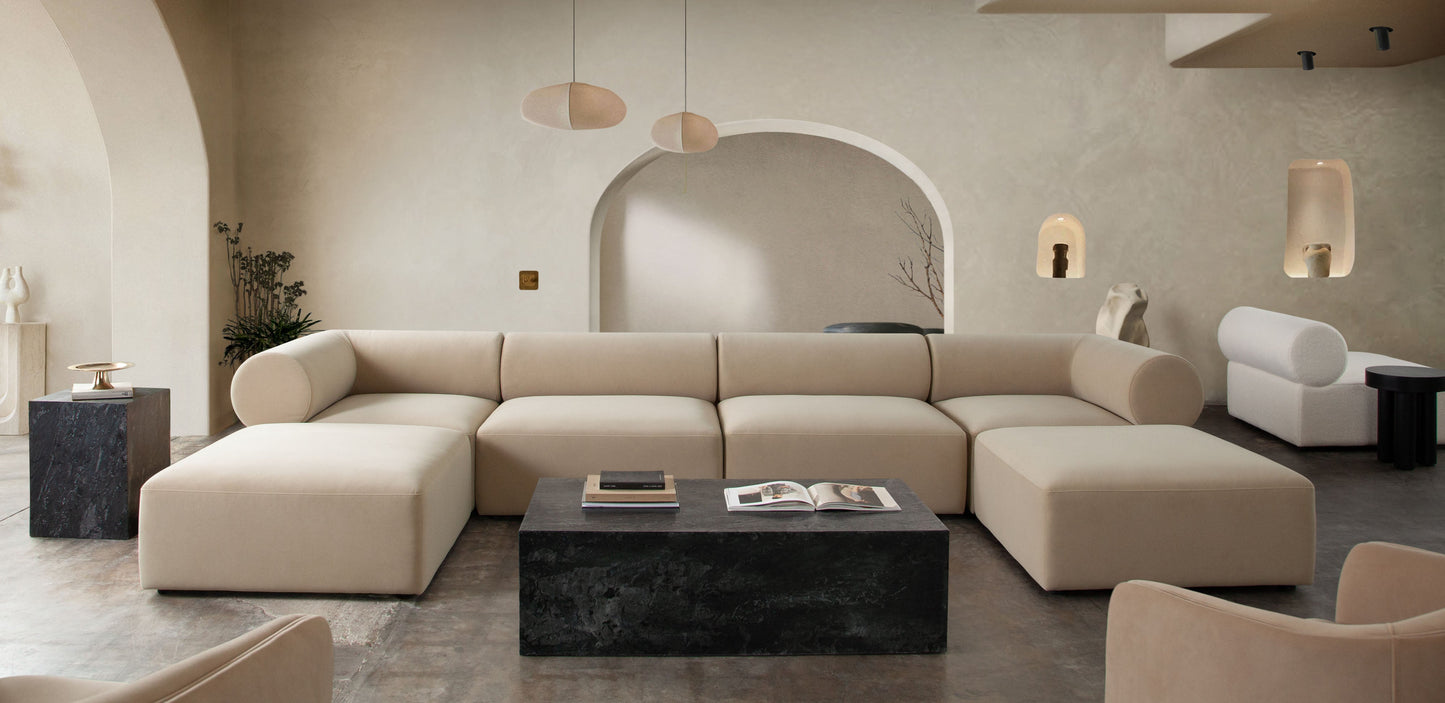 Zia Ottoman in Light Camel Performance Velvet Fabric by Diamond Sofa