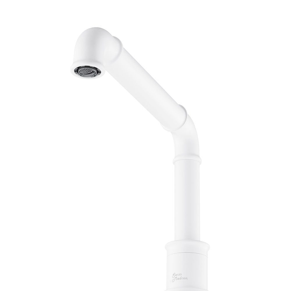 Swiss Madison Avallon 8 in. Widespread, Sleek Handle, Bathroom Faucet in Matte White
