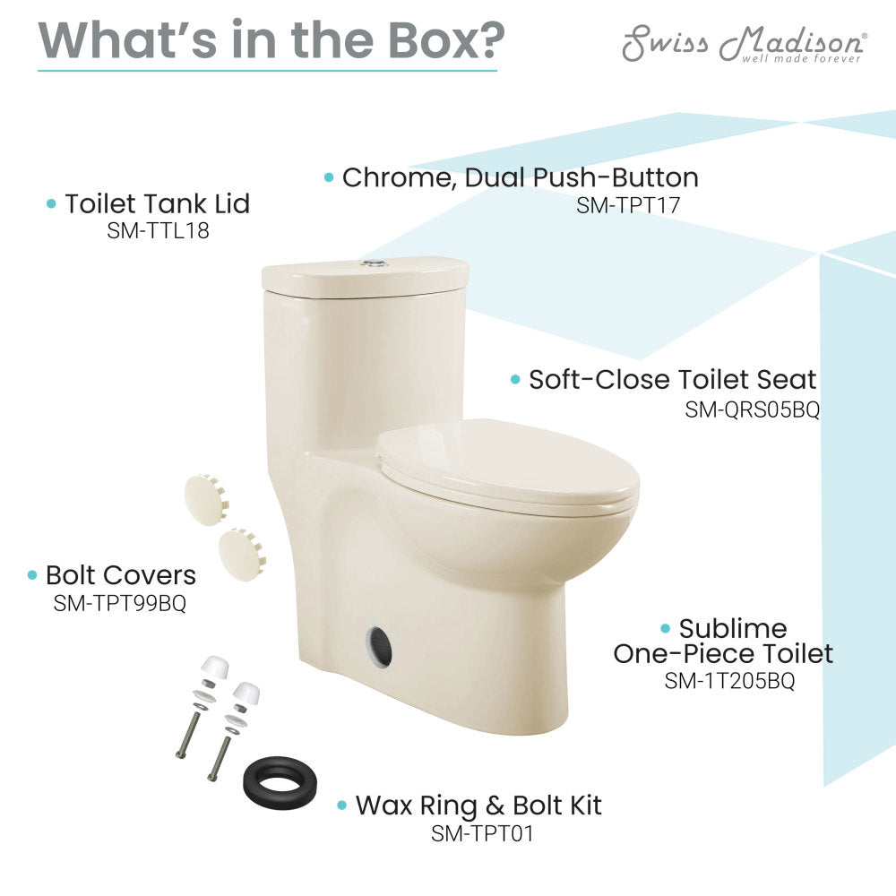 Swiss Madison Sublime One-Piece Elongated Dual-Flush Toilet in Bisque 1.1/1.6 gpf