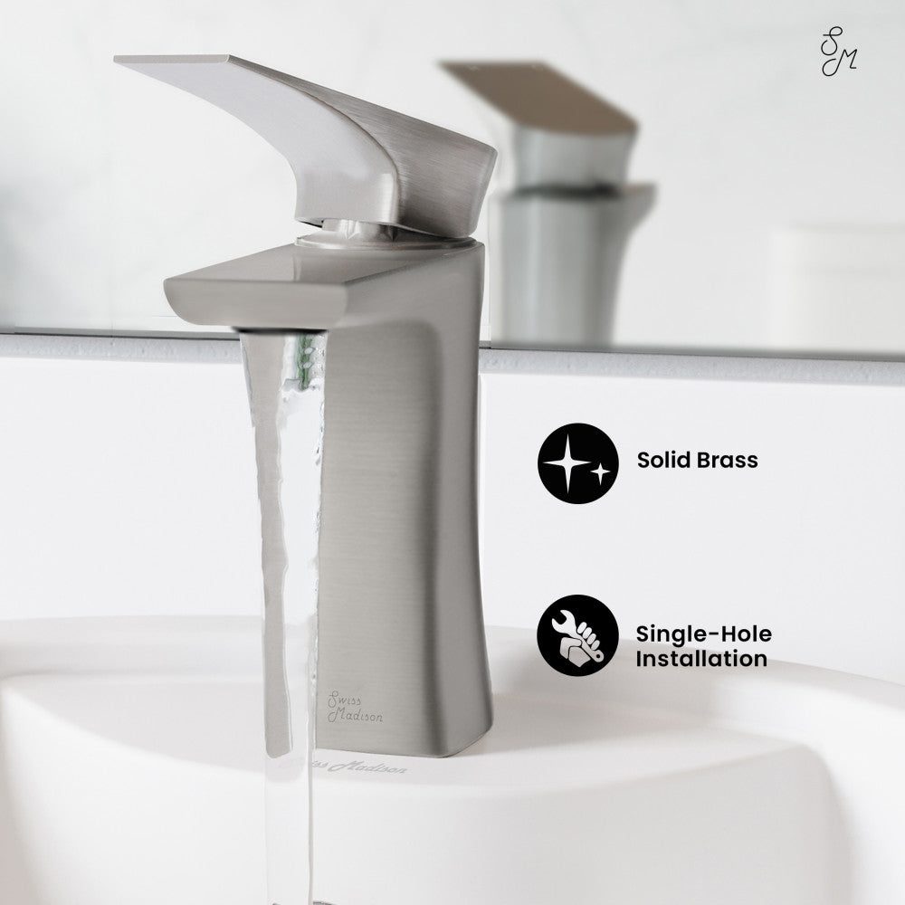 Swiss Madison Monaco Single Hole, Single-Handle, Bathroom Faucet in Brushed Nickel
