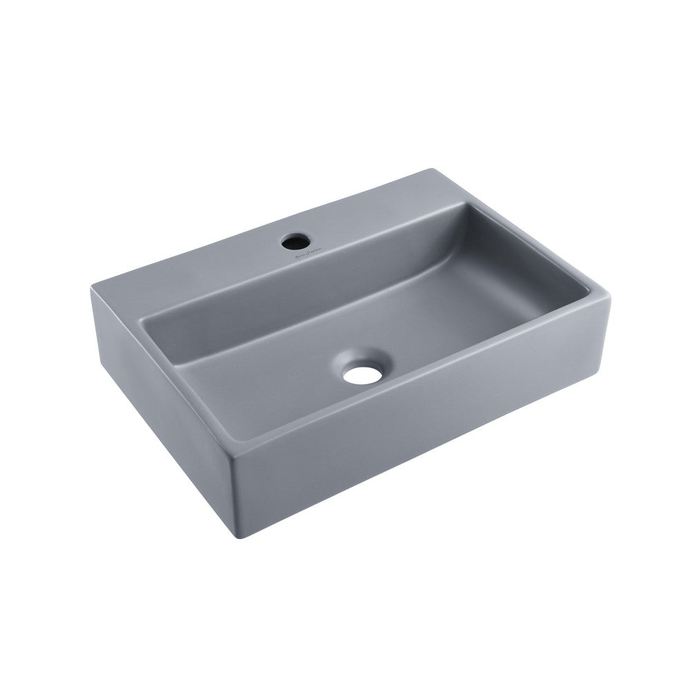 Swiss Madison Claire 20" Rectangle Ceramic Vessel Sink in Matte Grey