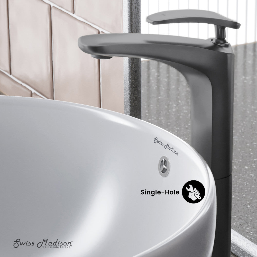 Swiss Madison Sublime Single Hole, Single-Handle, High Arc Bathroom Faucet in Gunmetal Grey