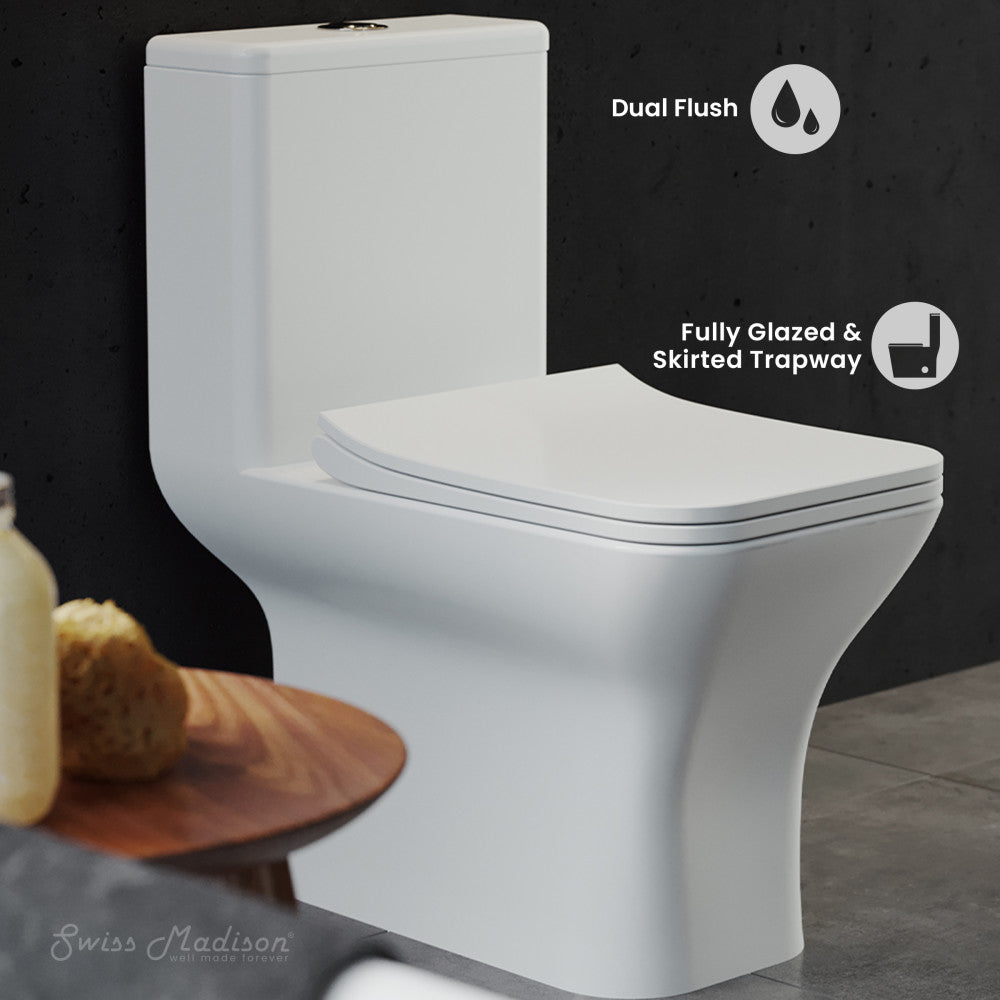 Swiss Madison Carre One-Piece Square Toilet Dual-Flush 1.1/1.6 gpf