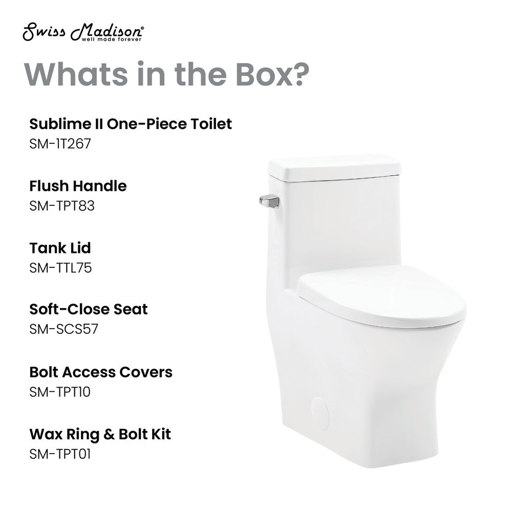 Swiss Madison Sublime II One-Piece Round Toilet with Left Side Flush, 10" Rough-In 1.28 gpf