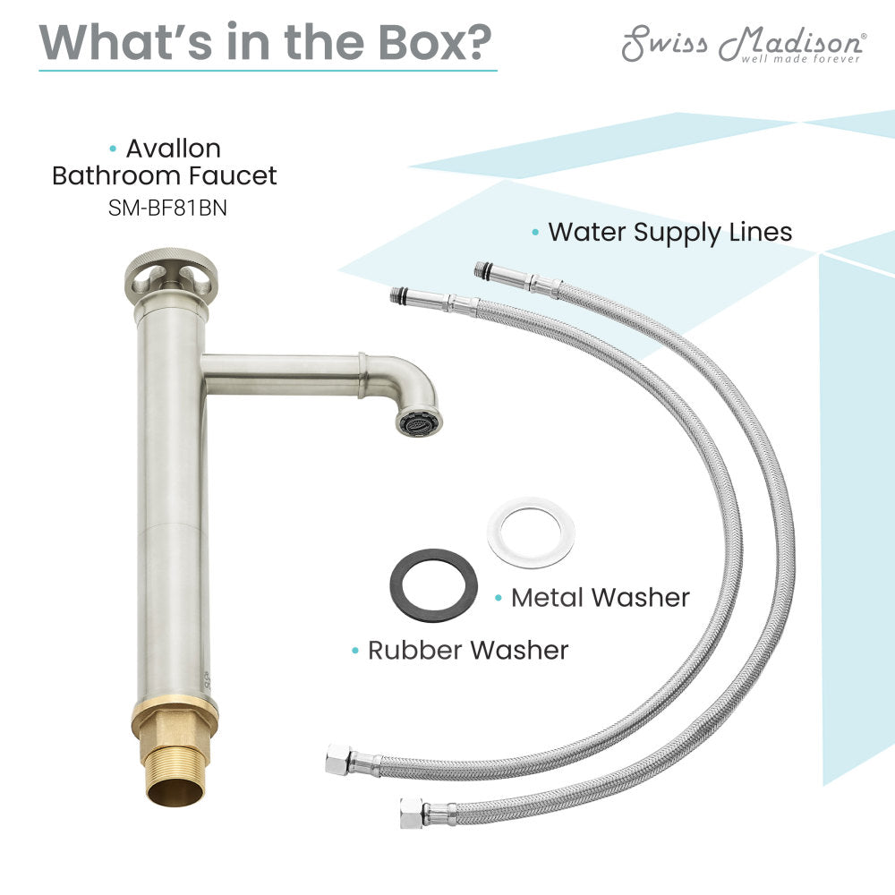 Swiss Madison Avallon Single Hole, Single-Handle Wheel, High Arc Bathroom Faucet in Brushed Nickel