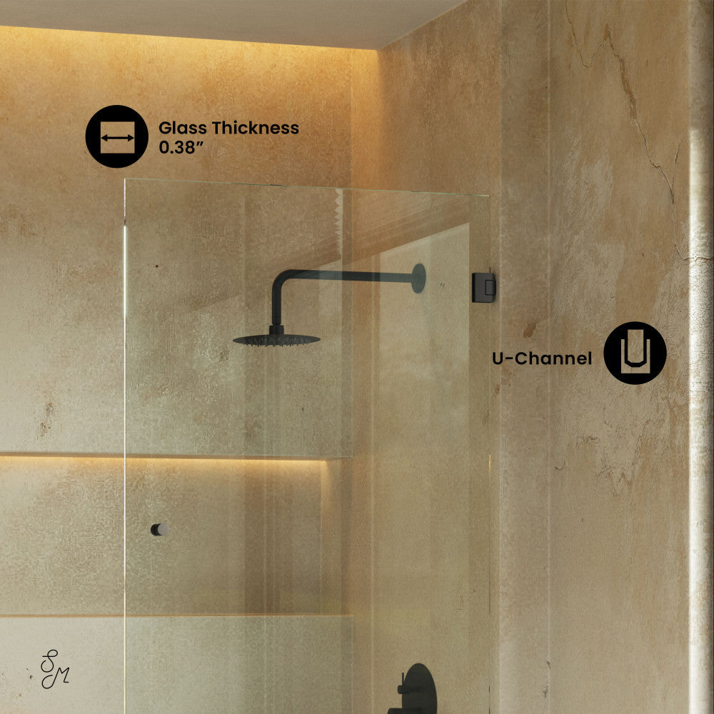 Swiss Madison Voltaire 24 x 58 Frameless Pivot 3/8 in. (10mm) Ultra Clear Tempered Glass Tub Door with Black Matte Hardware