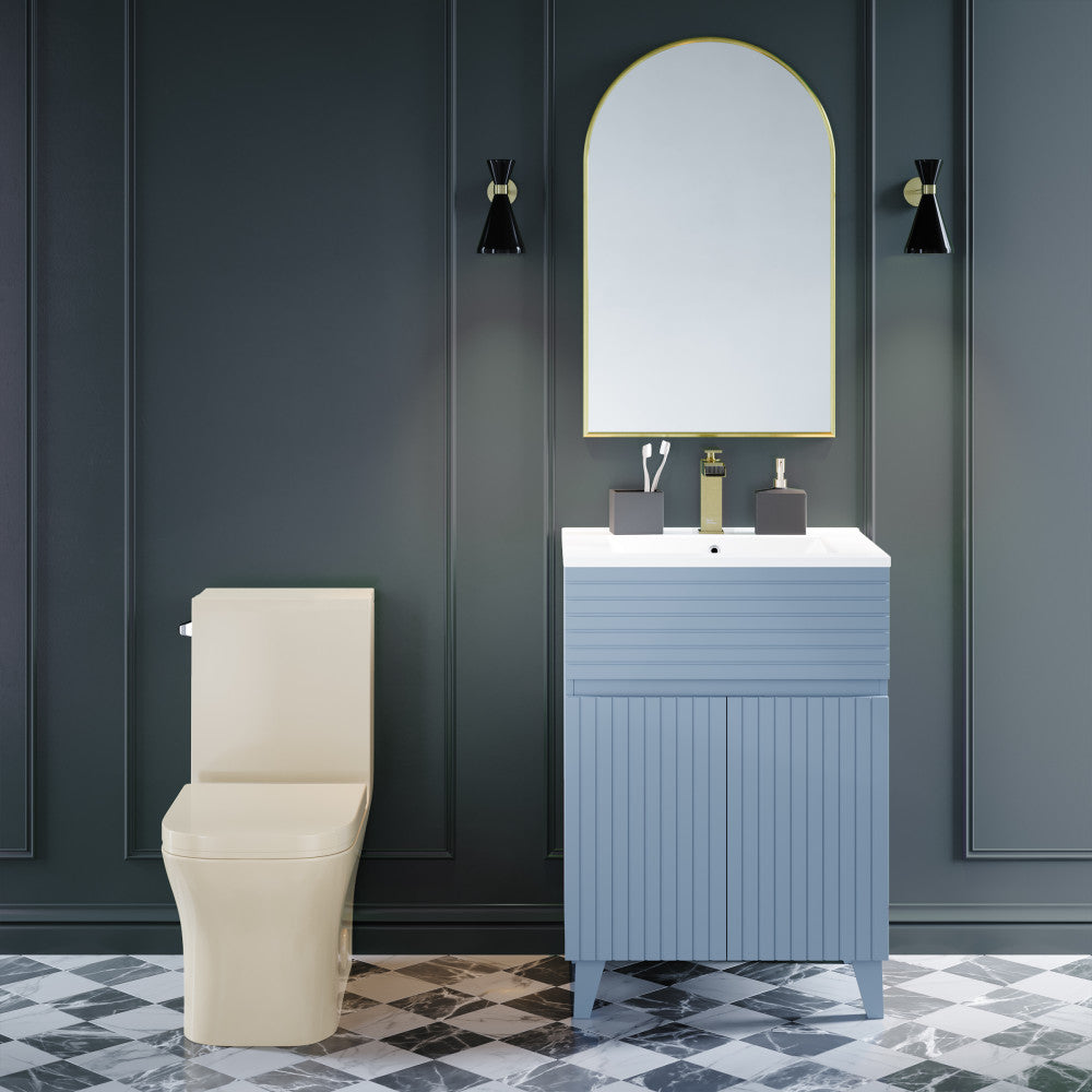 Swiss Madison Concorde One Piece Square Left Side Flush Handle Toilet 1.28 gpf in Bisque