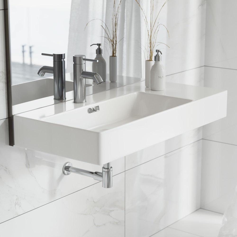 Swiss Madison St. Tropez 36" Rectangle Wall-Mounted Sink with Left Side Faucet Mount