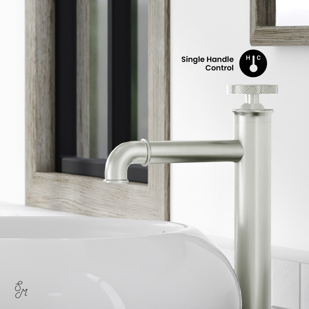 Swiss Madison Avallon Single Hole, Single-Handle Wheel, High Arc Bathroom Faucet in Brushed Nickel