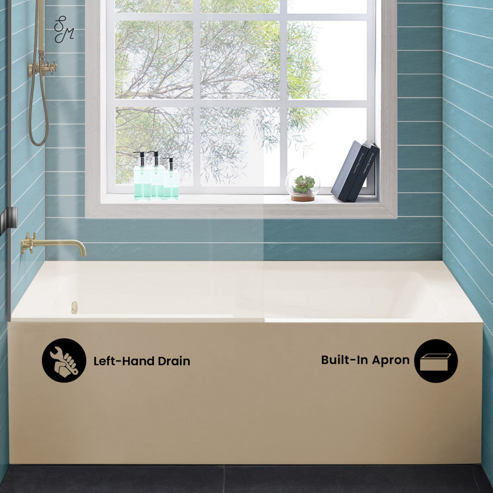 Swiss Madison Voltaire 60" x 32" Left-Hand Drain Alcove Bathtub with Apron in Bisque