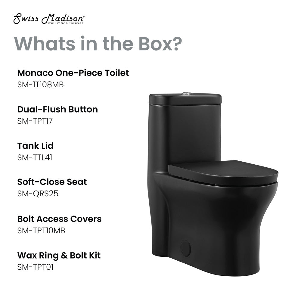 Swiss Madison Monaco One-Piece Elongated Toilet Dual-Flush, Matte Black 1.1/1.6 gpf
