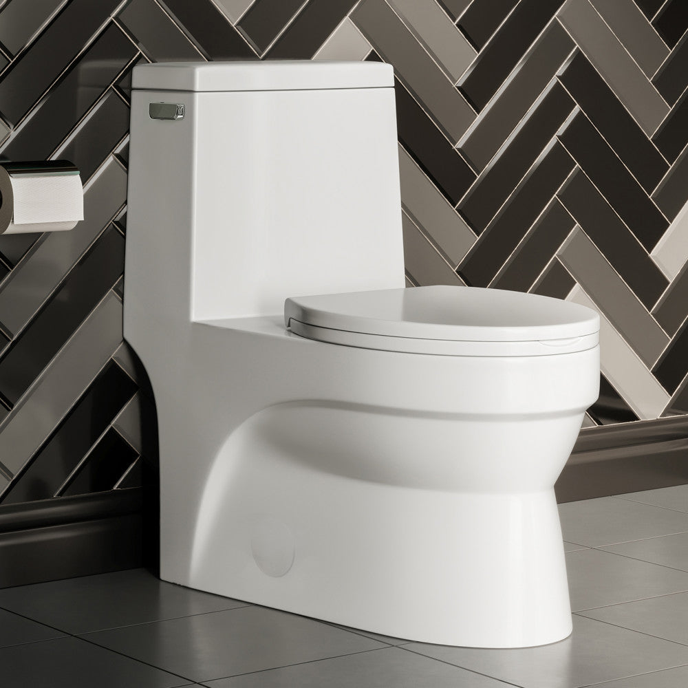 Swiss Madison Virage One-Piece Elongated Left Side Flush Handle Toilet 1.28 gpf