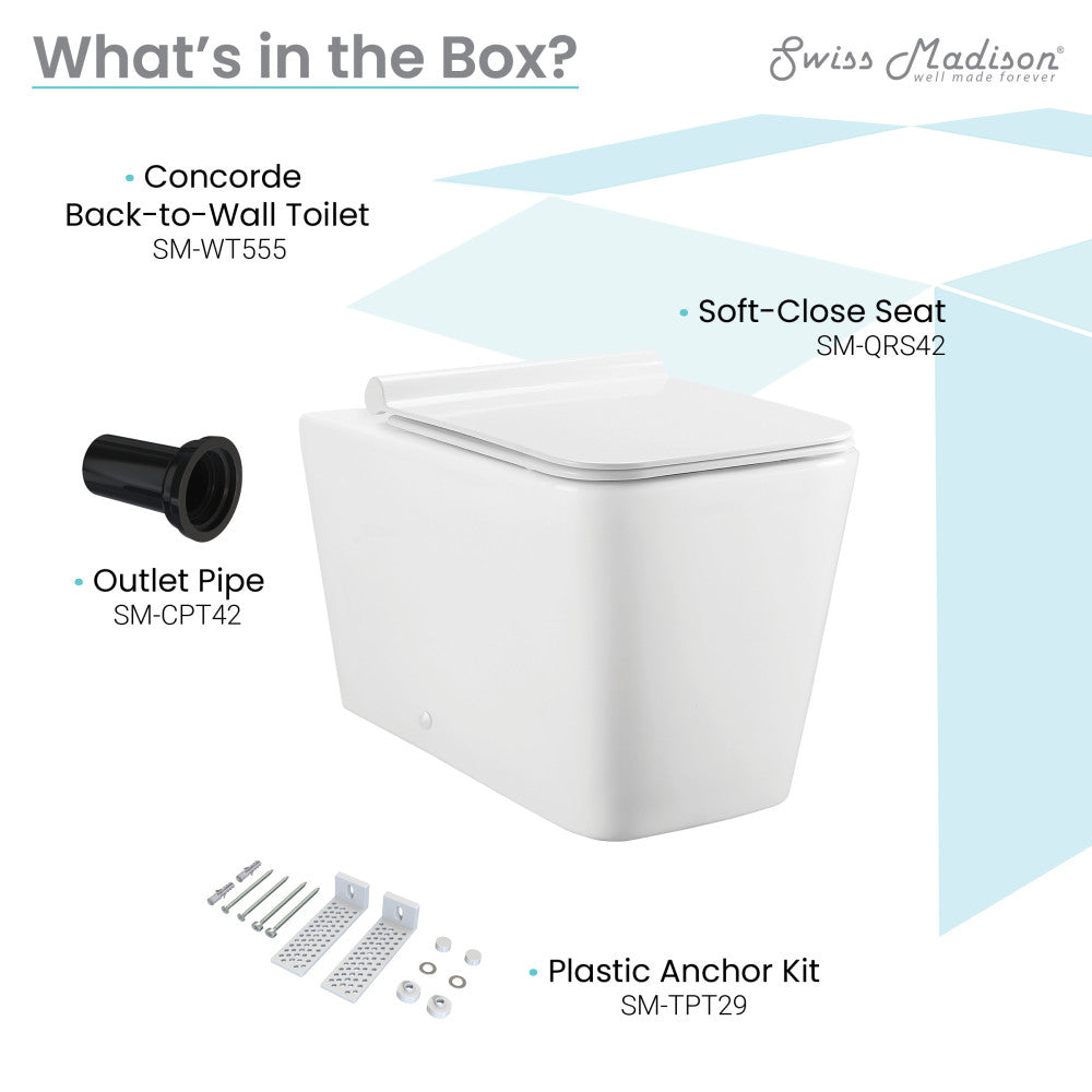 Swiss Madison Concorde Back-to-Wall Square Toilet Bowl