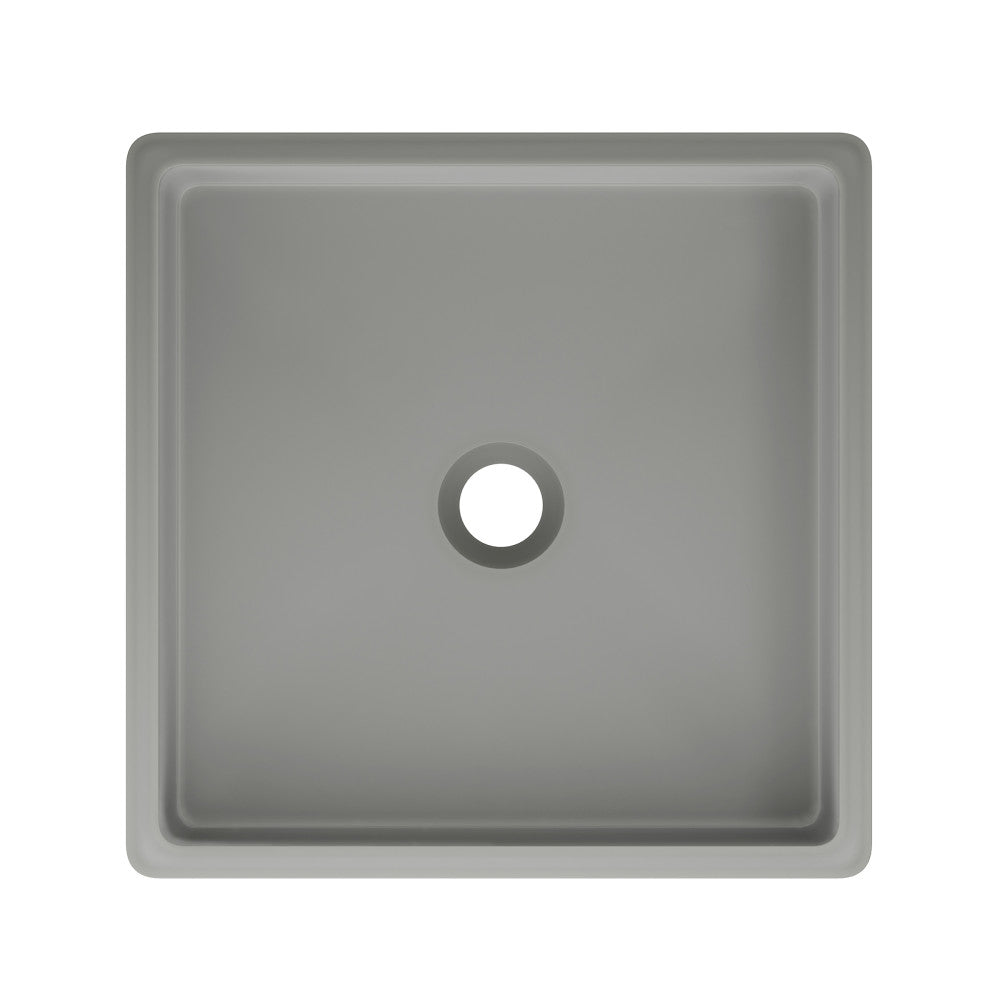 Swiss Madison Lisse 15" Square Concrete Vessel Bathroom Sink in Dark Grey