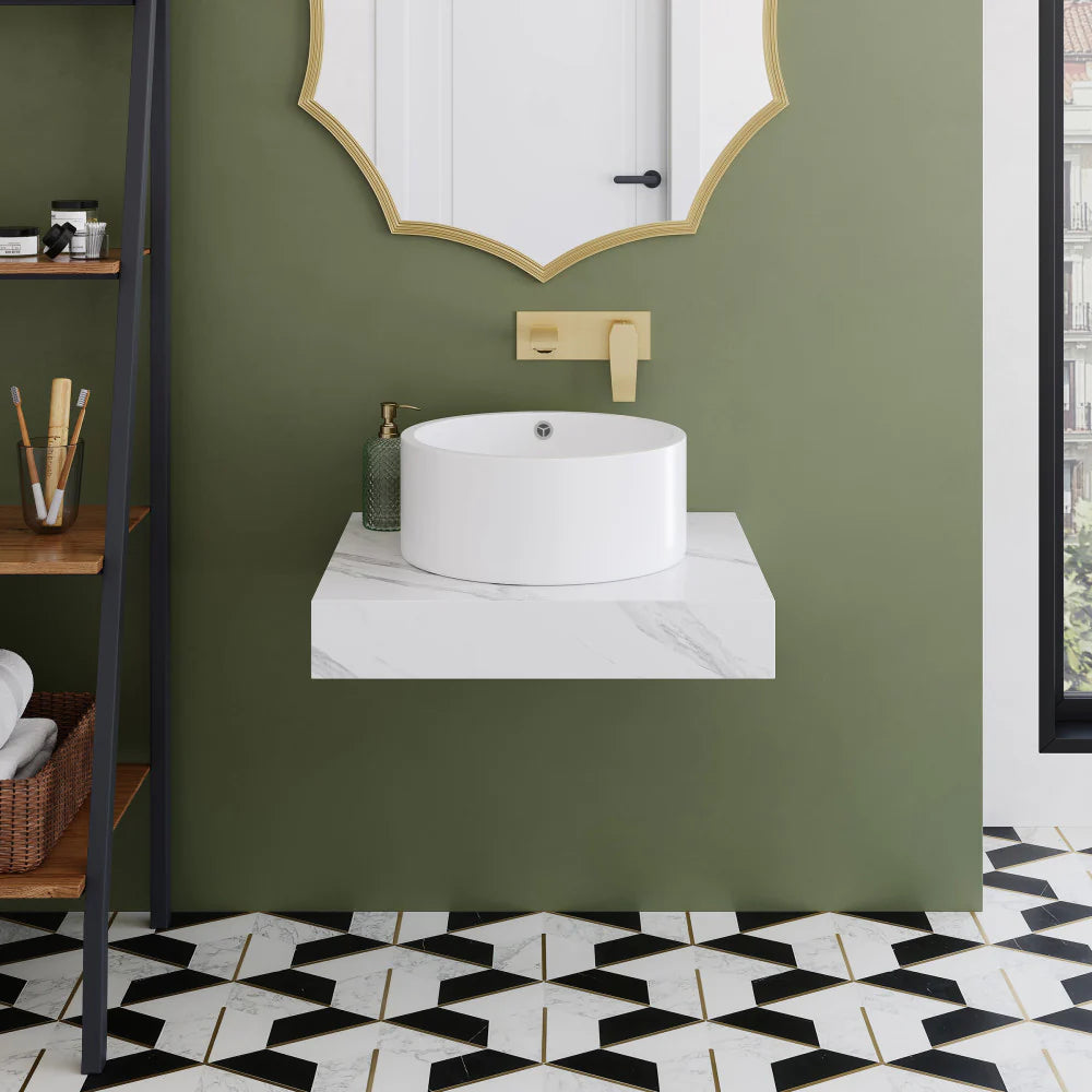 Swiss Madison Monaco 24" Floating Bathroom Shelf in White Marble(SM-VS252)