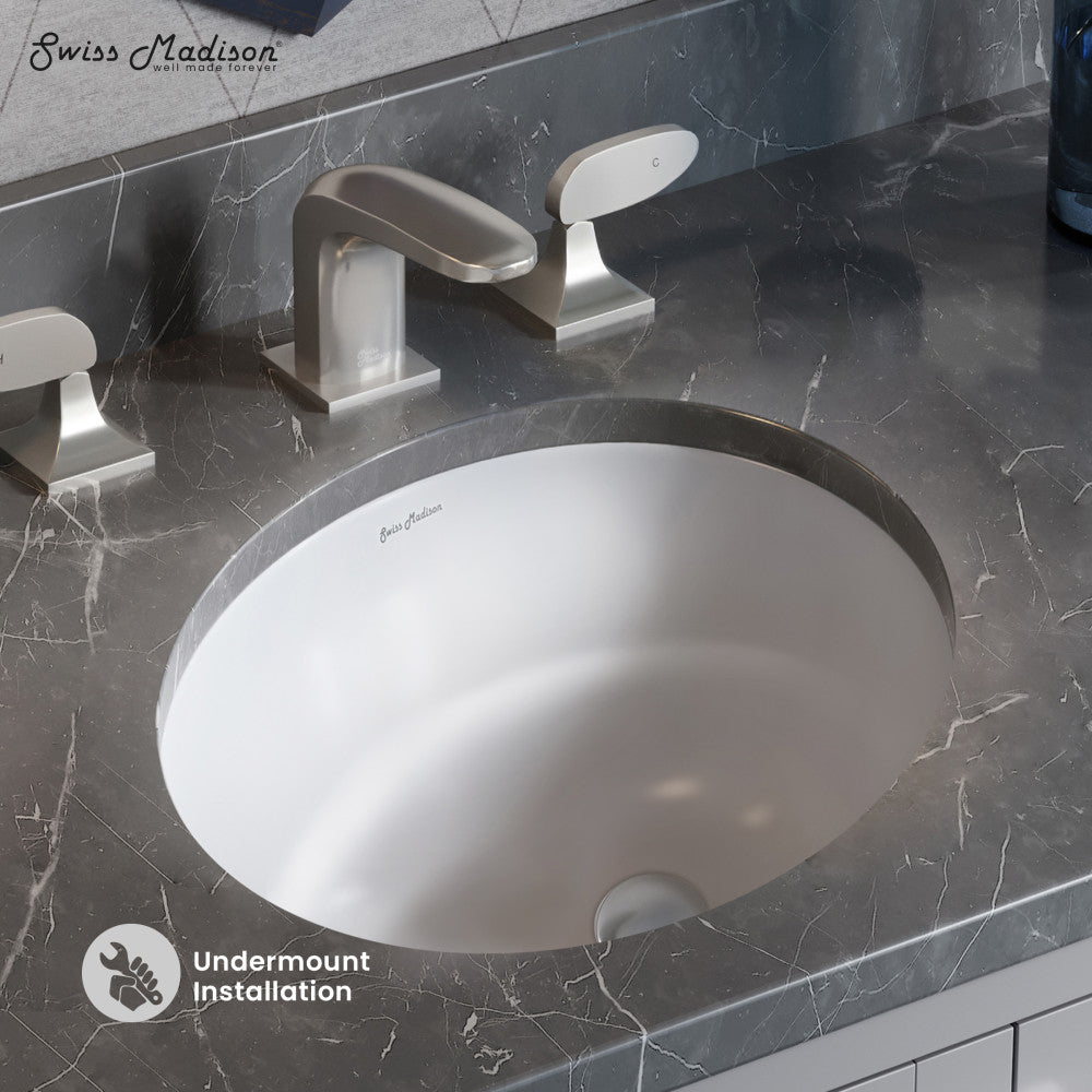 Swiss Madison Monaco 16" Ceramic Undermount Bathroom Sink in Glossy White