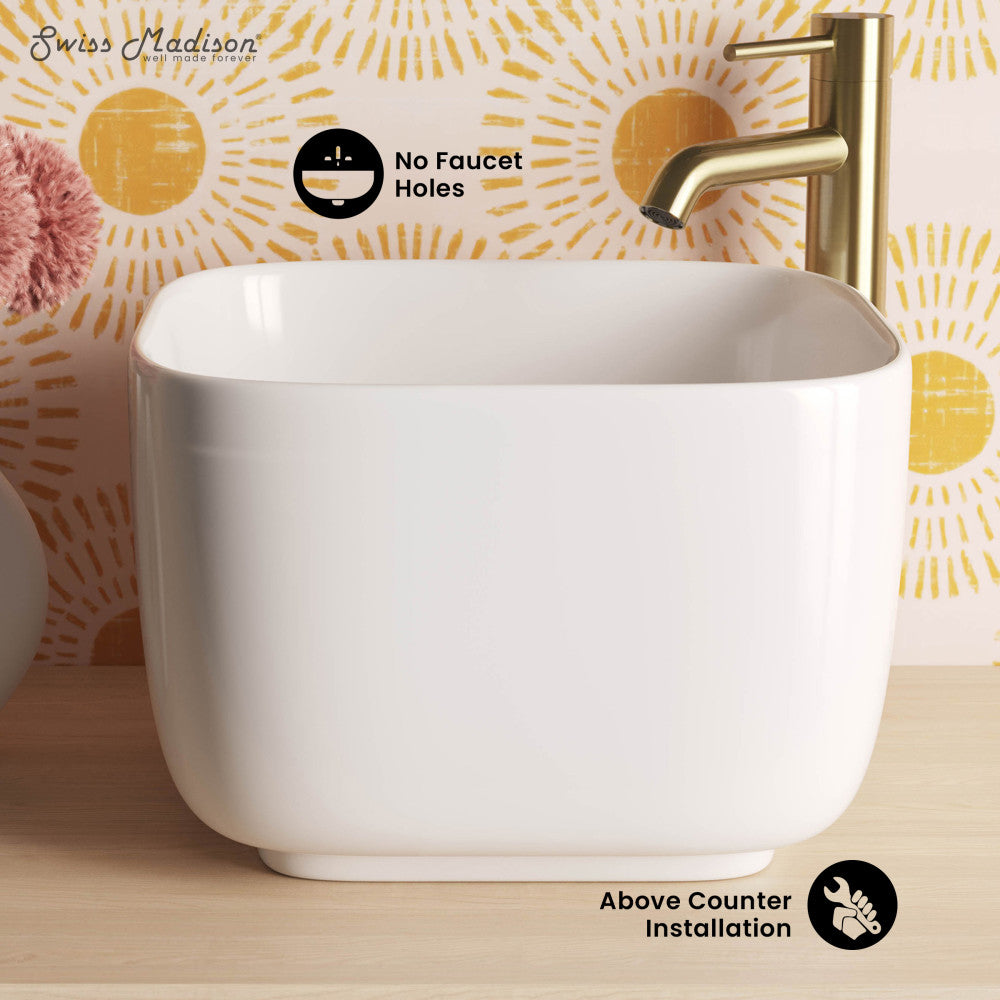Swiss Madison Carre 14.5" Square Vessel Bathroom Sink