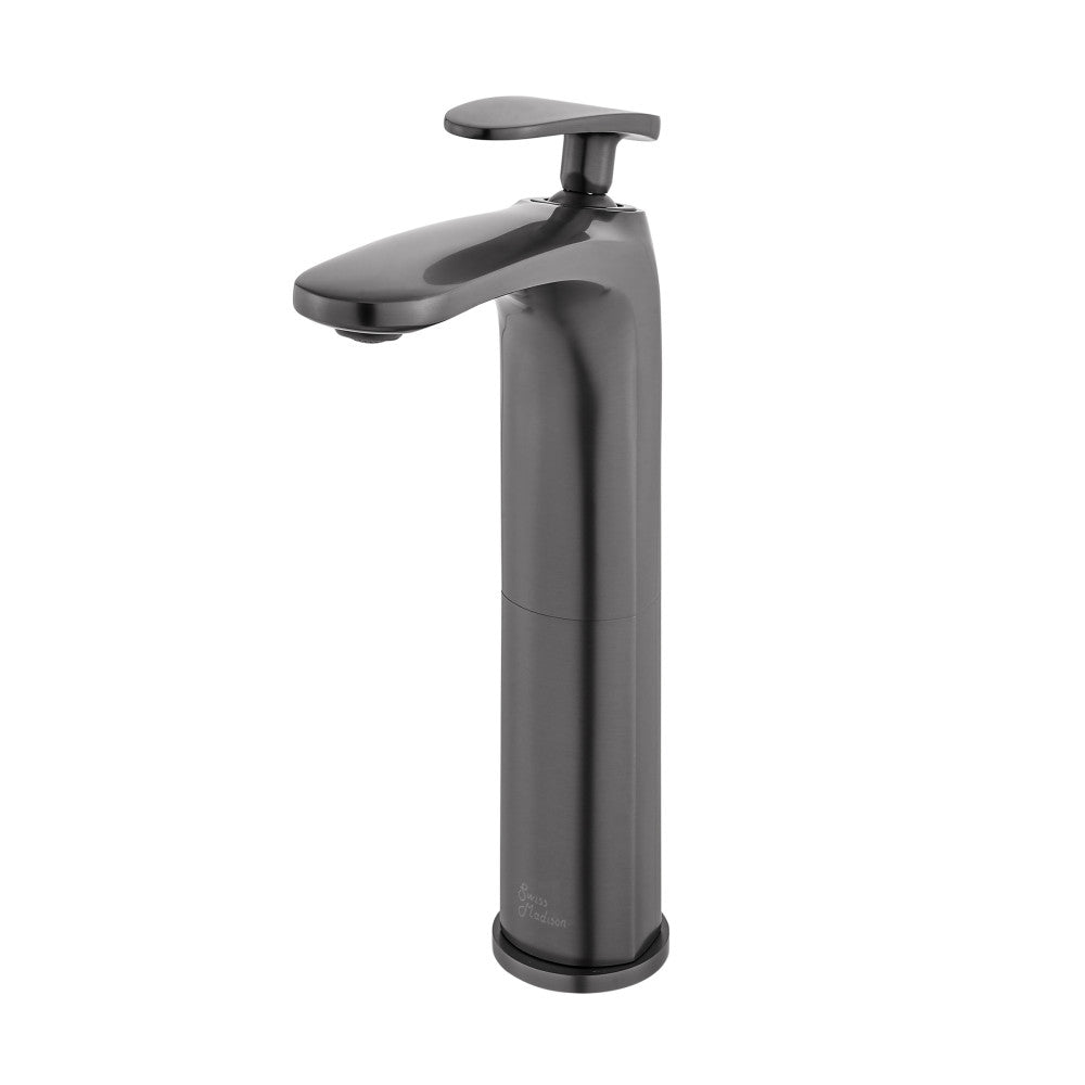Swiss Madison Sublime Single Hole, Single-Handle, High Arc Bathroom Faucet in Gunmetal Grey