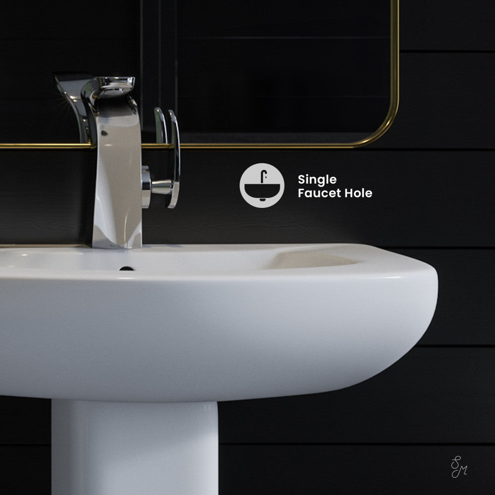 Swiss Madison Chateau Pedestal Bathroom Sink Round Single Faucet Hole