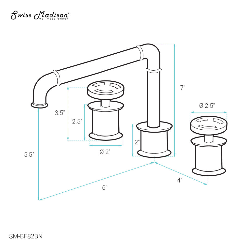 Swiss Madison Avallon 8 in. Widespread, 2-Handle Wheel, Bathroom Faucet in Brushed Nickel