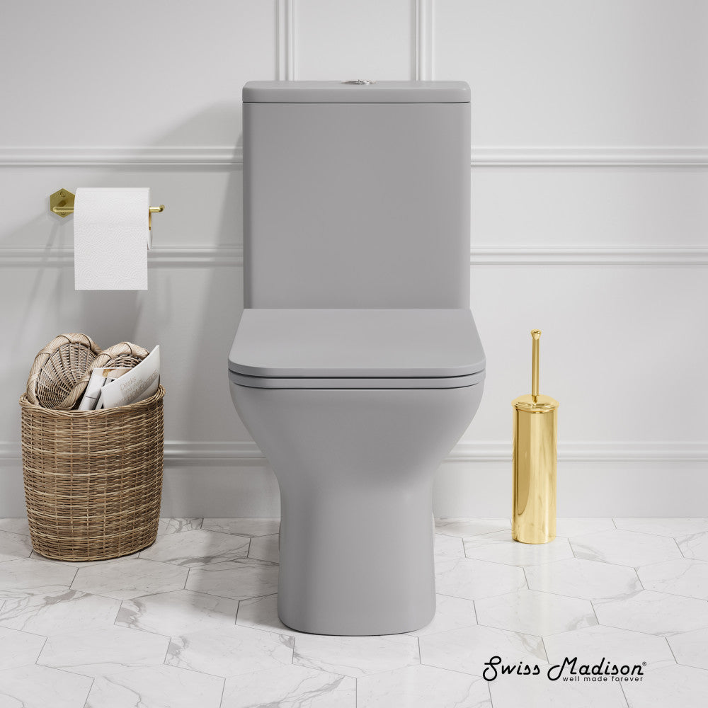 Swiss Madison Carre One-Piece Square Toilet Dual-Flush in Matte Grey1.1/1.6 gpf