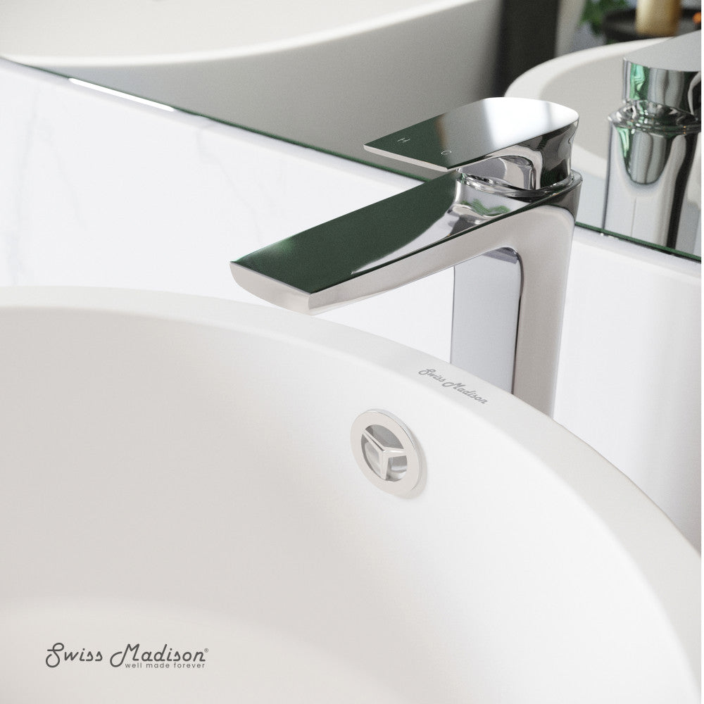 Swiss Madison Monaco Single Hole, Single-Handle, High Arc Bathroom Faucet in Chrome