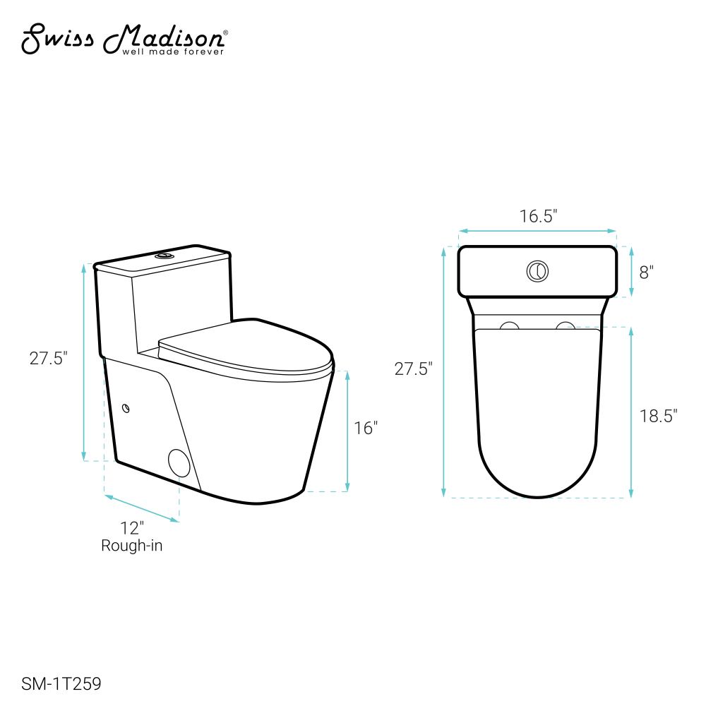 Swiss Madison Arles One-Piece Elongated Toilet Vortex Dual-Flush 0.8/1.18 gpf