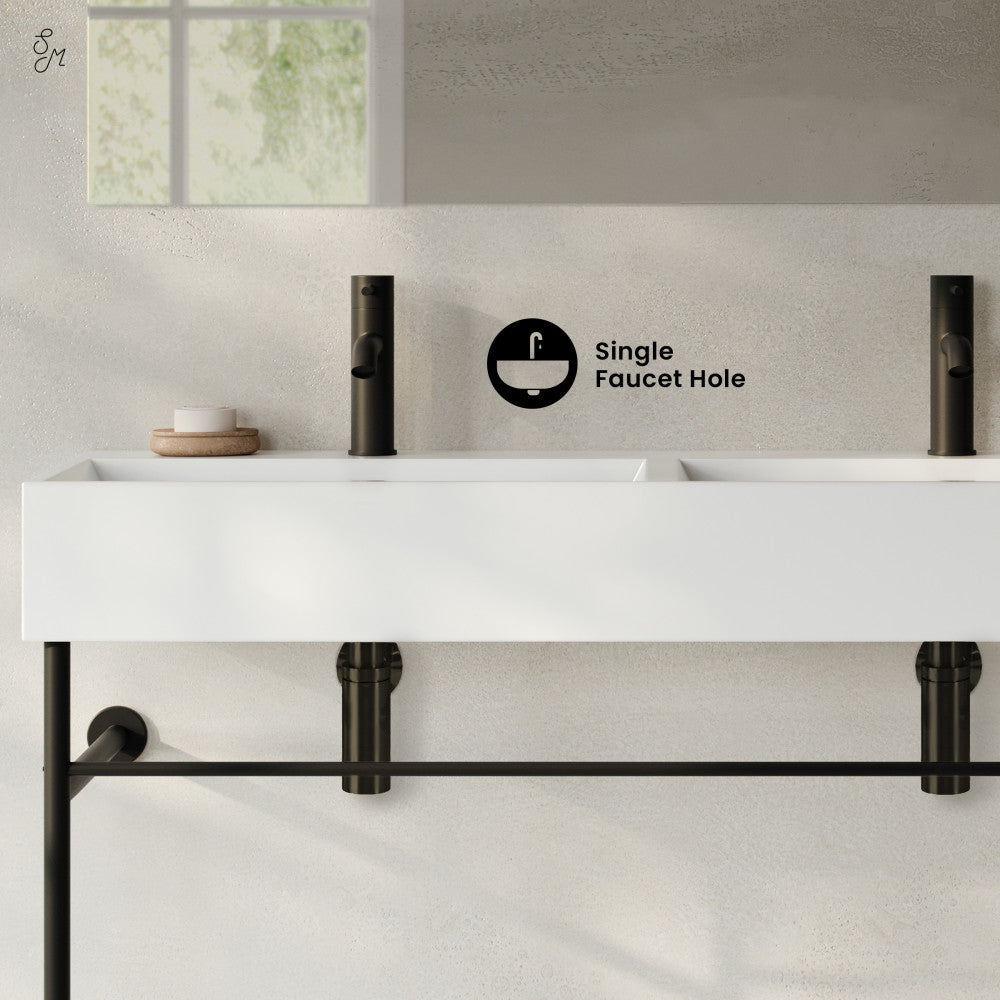 Swiss Madison Claire 48" Double Basin Console Sink with Matte Black Legs