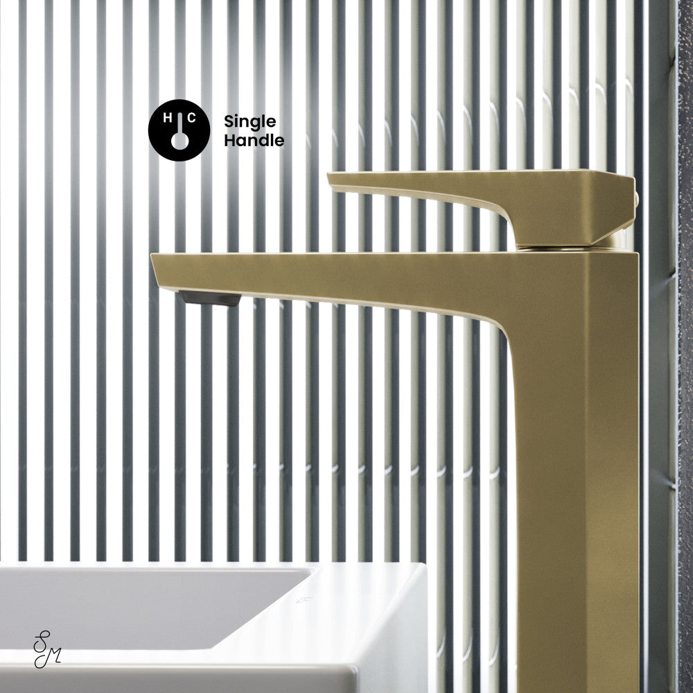 Swiss Madison Voltaire Single Hole, Single-Handle, High Arc Bathroom Faucet in Brushed Gold