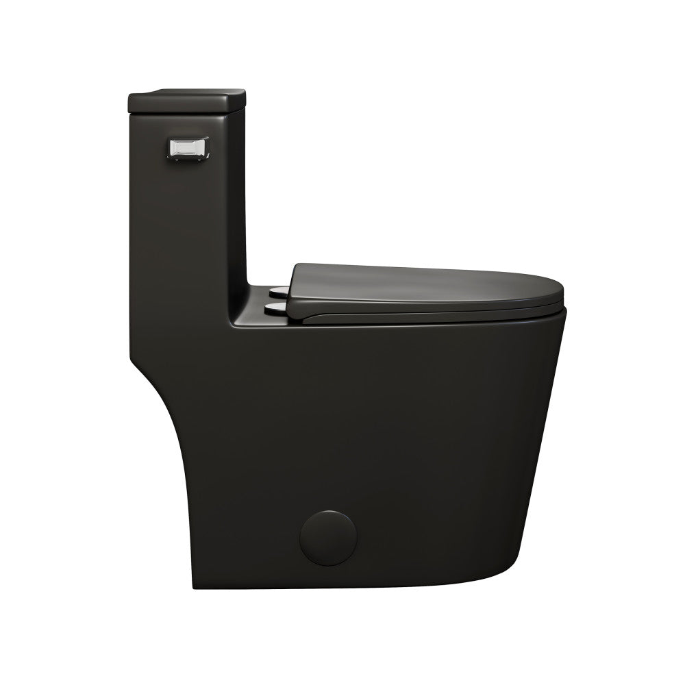 Swiss Madison Dreux One-Piece 12" Rough-in 1.28 GPF Left Flush Elongated Toilet in Matte Black