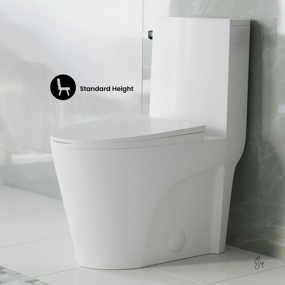 Swiss Madison St. Tropez One-Piece 10" Rough-in 1.28 GPF Left Flush Elongated Toilet in Glossy White