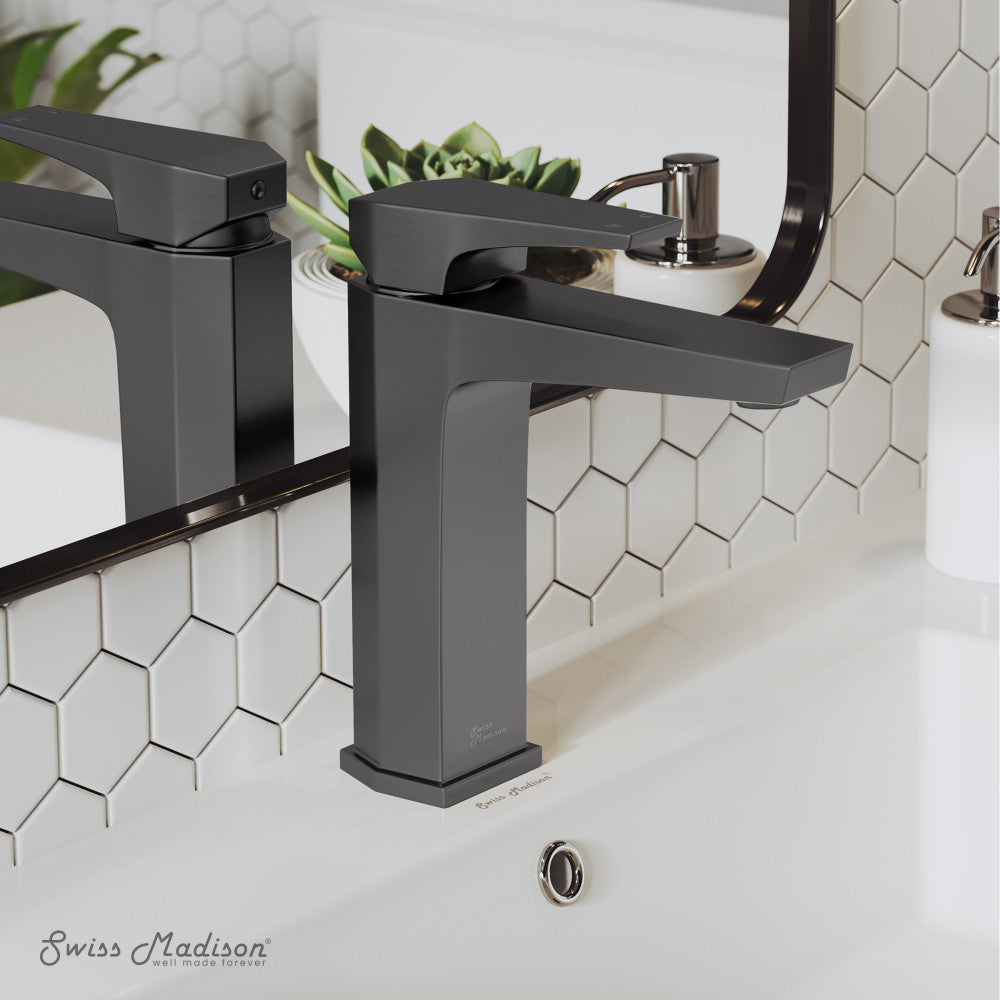 Swiss Madison Voltaire Single Hole, Single-Handle, Bathroom Faucet in Gunmetal Grey