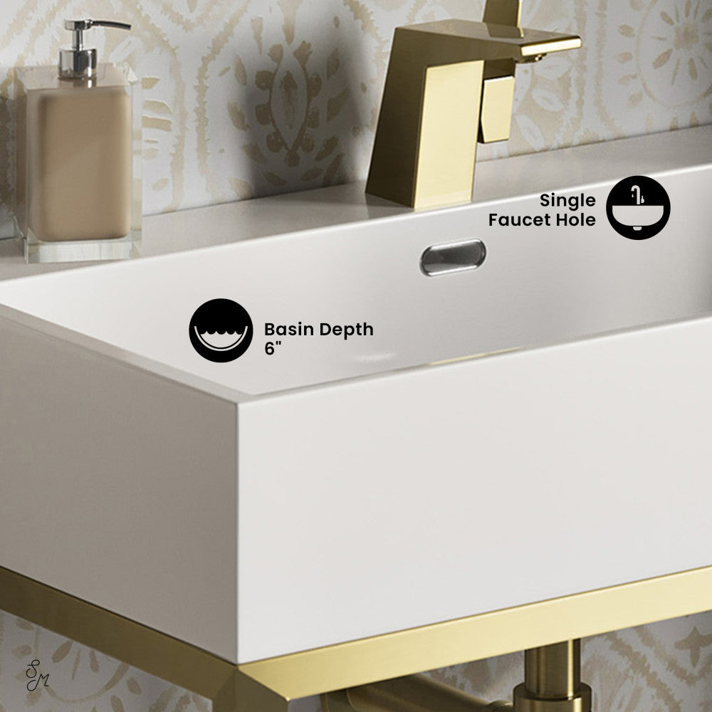 Swiss Madison Concorde 30" Rectangle Console Sink with Brushed Gold Legs